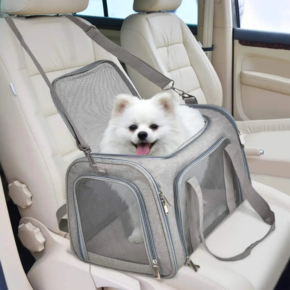 Soft-sided Showlu Fashion dog carrier backpack made of breathable nylon, designed for comfortable pet transport.