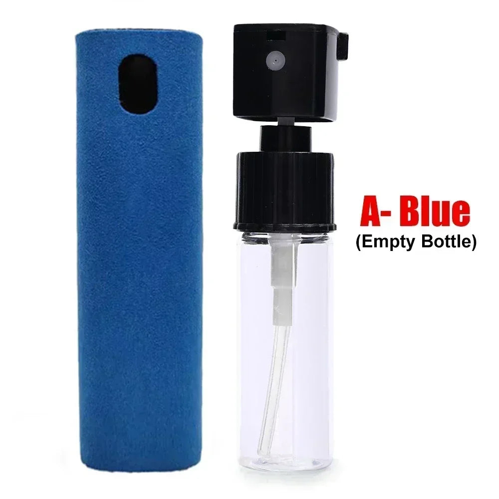 Microfiber screen cleaner spray bottle for mobile phones, tablets, and laptops with press spray design and no liquid included