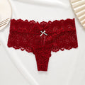 Showlu Fashion Women's lace thong lingerie, low-waist breathable G-string with intricate lace design and comfortable fit.