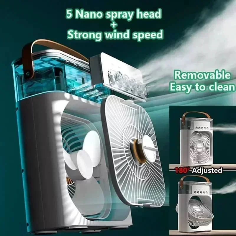 3-in-1 Portable Mini Air Cooler with LED Night Light and Humidifier