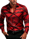 New men's 3D floral printed long sleeved shirt with high-quality patterns, casual long sleeved collar top
