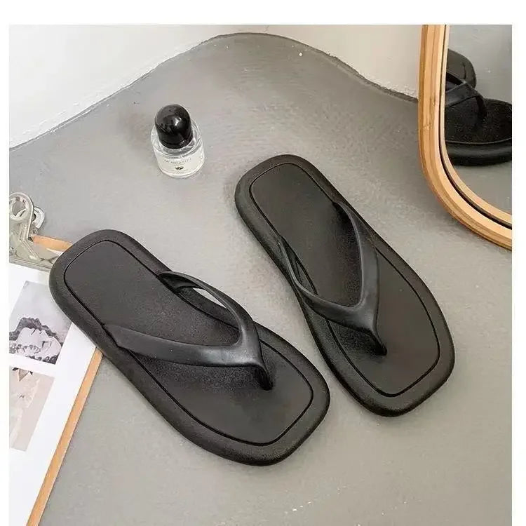 Women's summer flip flops by SHOWLU FASHION STORE, flat PVC slides with fashionable sandal design