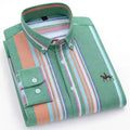 White men's casual cotton Oxford shirt with long sleeves, embroidered horse design, regular fit, button-up style, ideal for dress or casual wear.