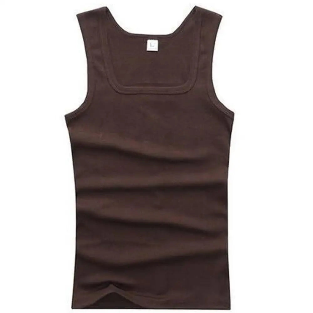 Men's sleeveless breathable cotton fitness tank top by Showlu Fashion Store, shown in a comfortable, sporty design for active wear.