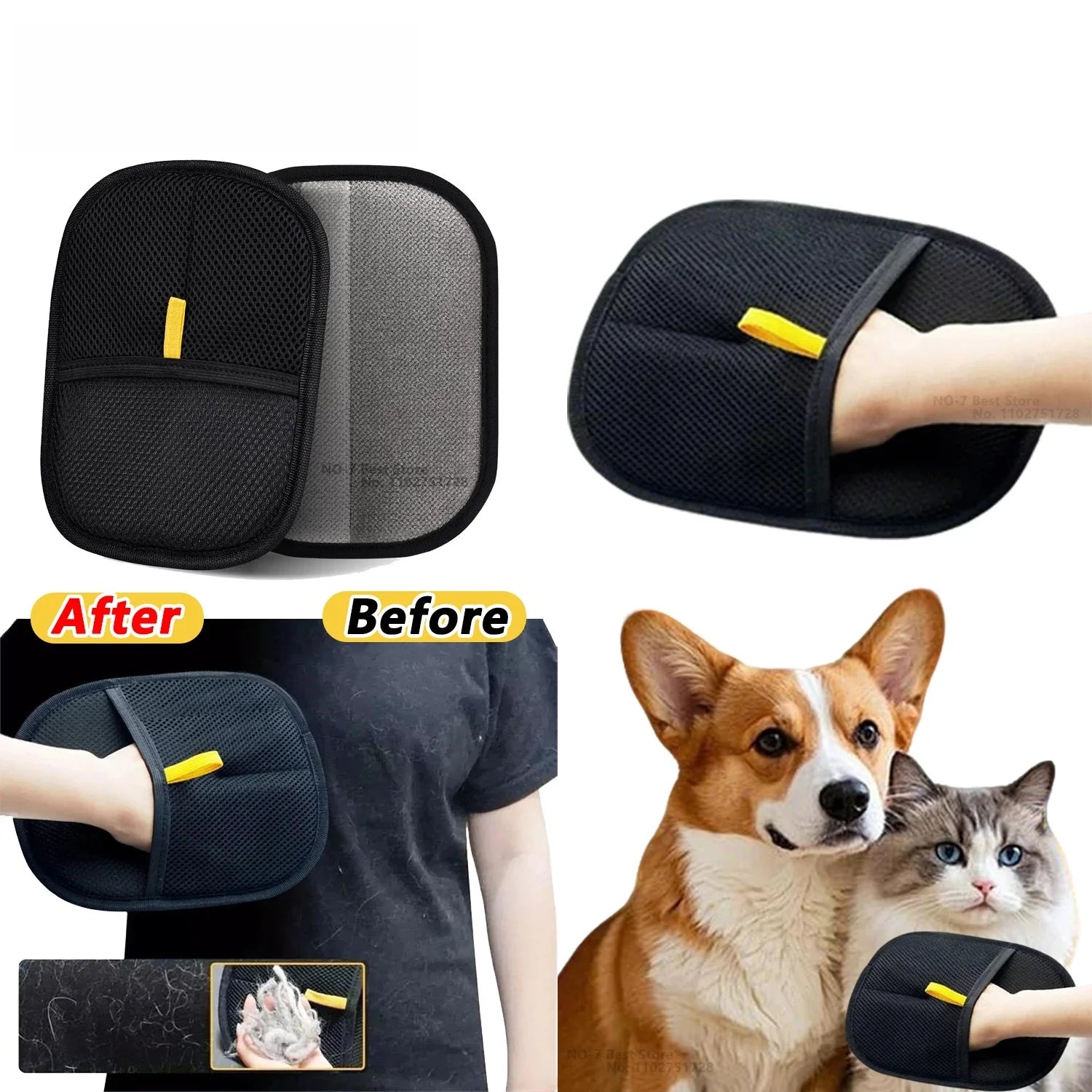 Showlu Smart General reusable pet hair gloves with textured surfaces for effective pet fur removal from furniture and clothing.