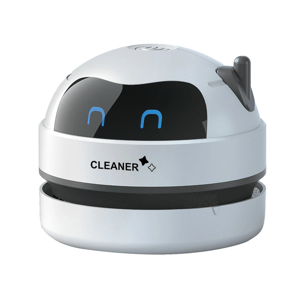 Mini USB Robot desk vacuum by Showlu Smart General, compact robot cleaner with a sleek design for cleaning desktops.