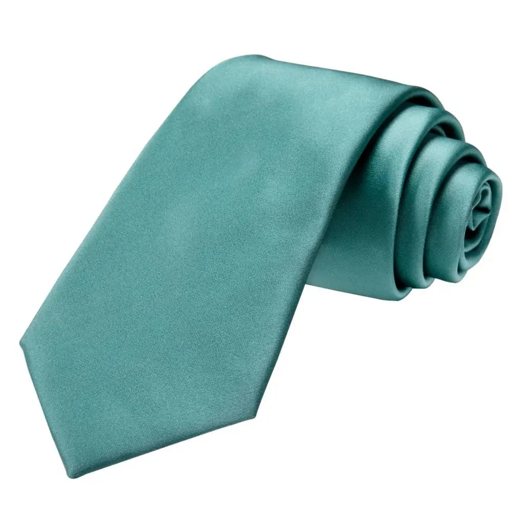 Mint green silk tie set including men's necktie and cufflinks by SHOWLU FASHION STORE, with a sleek, elegant design.
