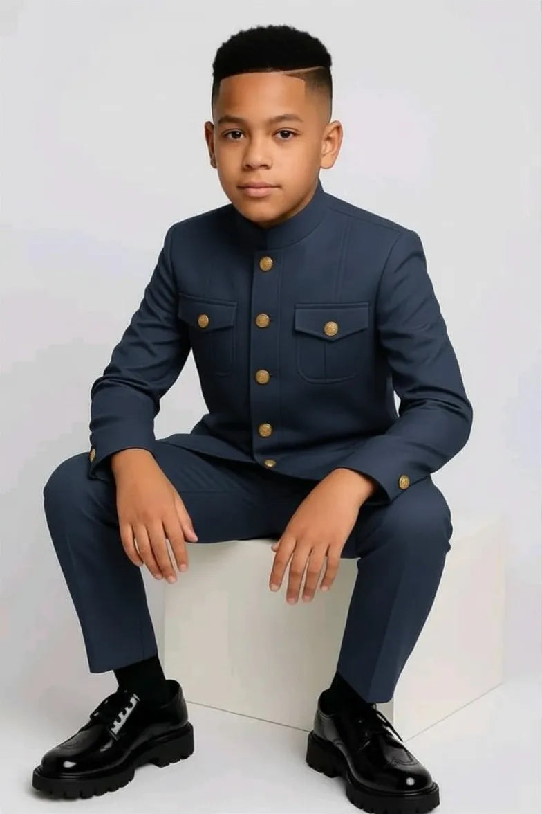 Safari Kids formal tuxedo 2-piece jacket and pants set by 1170uf-he, featuring a classic black tuxedo style for children.