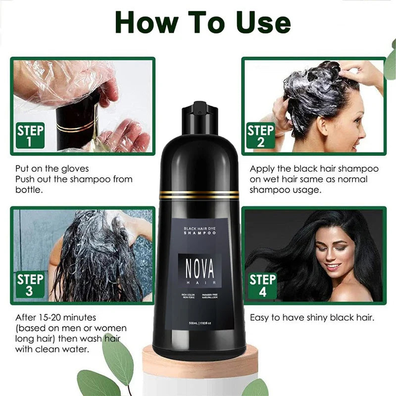 LANBENA Nova moisturizing hair dye shampoo by SHOWLU FASHION STORE, natural quick hair coloring with nourishing formula, visible shampoo bottle.
