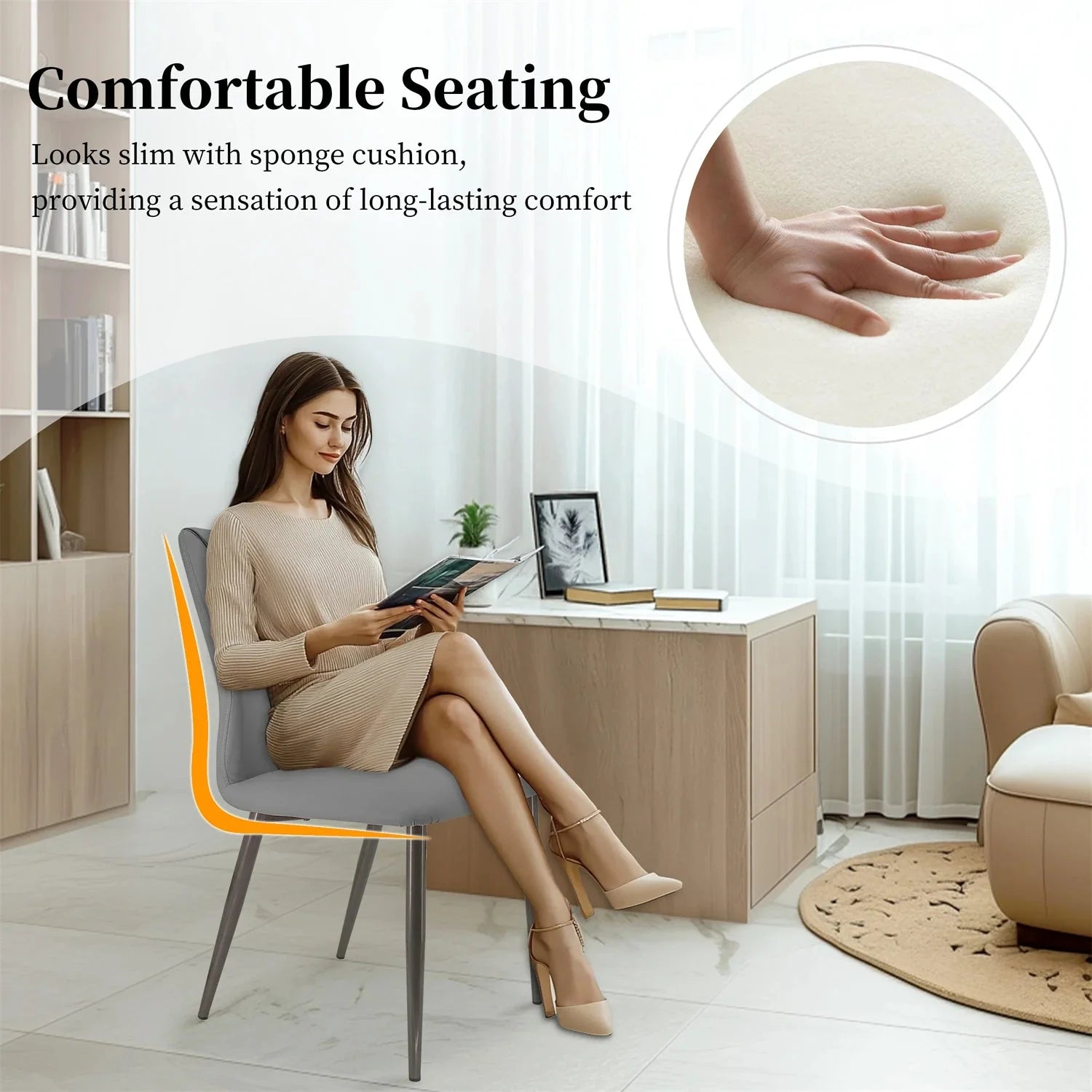 Set of two Showlu Modern PU Leather Dining Chairs with high backs and sleek design for contemporary dining rooms