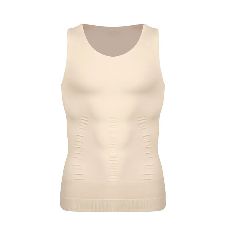 Men's compression vest by Showlu Fashion, sleeveless shapewear tank top with tummy control and slimming body shaper design.