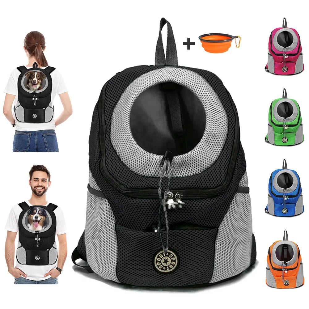Showlu breathable mesh pet carrier backpack for small dogs and cats, featuring ventilation and adjustable straps.
