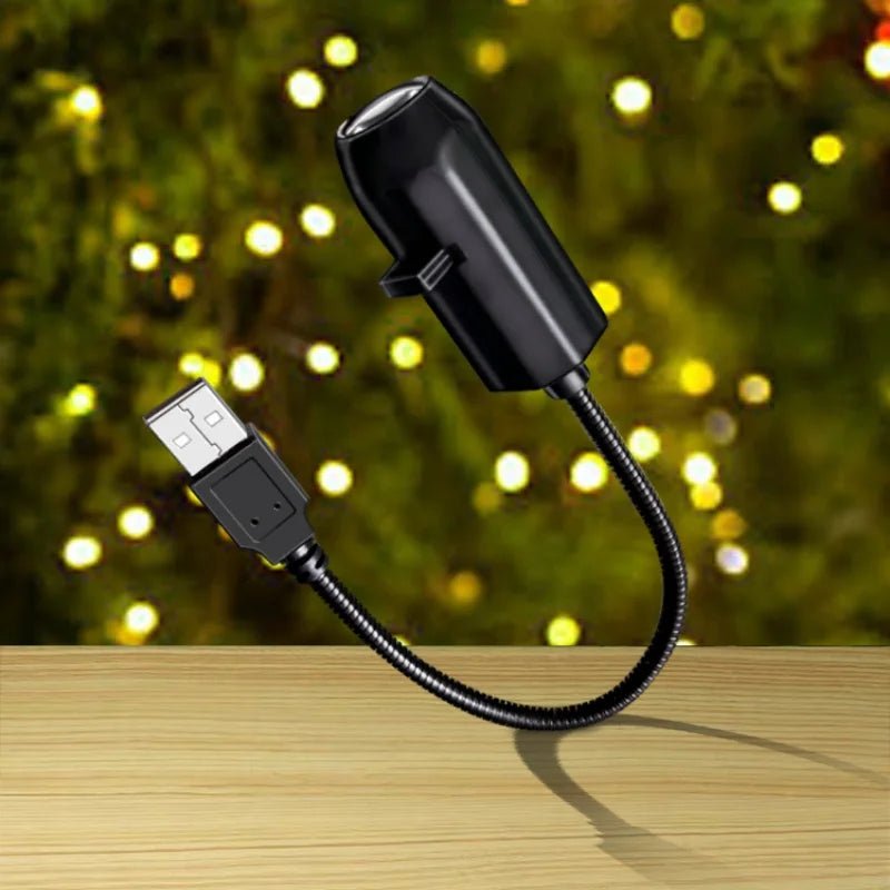 USB projector lamp with Christmas elk and Santa Claus patterns, LED light for room ceiling or window holiday decor.