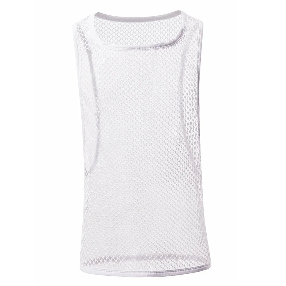 Men's bodybuilding gym tank top by Showlu Fashion, sleeveless mesh fitness workout vest for active training and muscle building