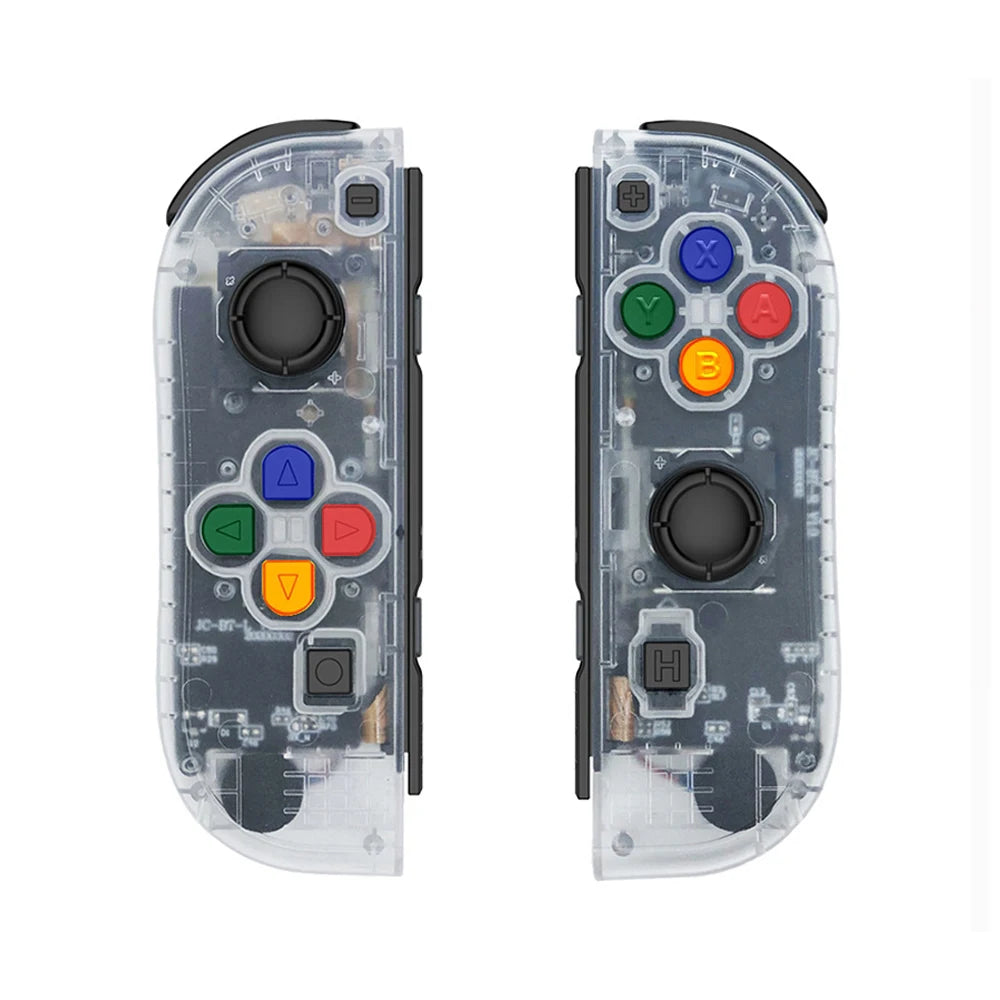 Wireless Joy Cons gamepad for Switch OLED and Lite, Bluetooth controller with vibration and turbo functions, shown in use.