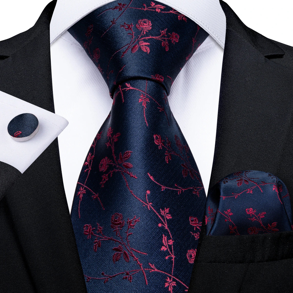 New Classic 100% Silk Men's Ties 8cm Blue Plaid Dot Striped Business Necktie Handkerchief Wedding Party Tie Set Gravatas DiBanGu