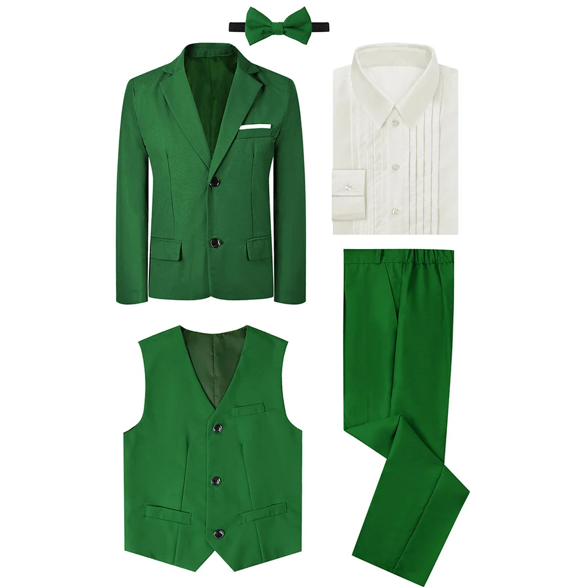 A&J DESIGN boys formal suit set featuring a tuxedo blazer and matching pants, perfect for kids' weddings and special occasions.