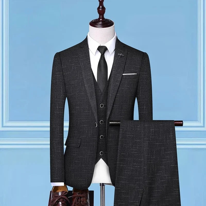 Boutique (Blazer + Vest + Trousers) Men's Fashion Business Slim A Variety of Elegant Gentlemen's Casual Dresses Formal 3-Piece