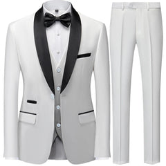 Men's British Style Slim Suit 3 Piece Set Jacket Vest Pants / Male Business Gentleman High End Custom Dress Blazers Coat  S-6XL