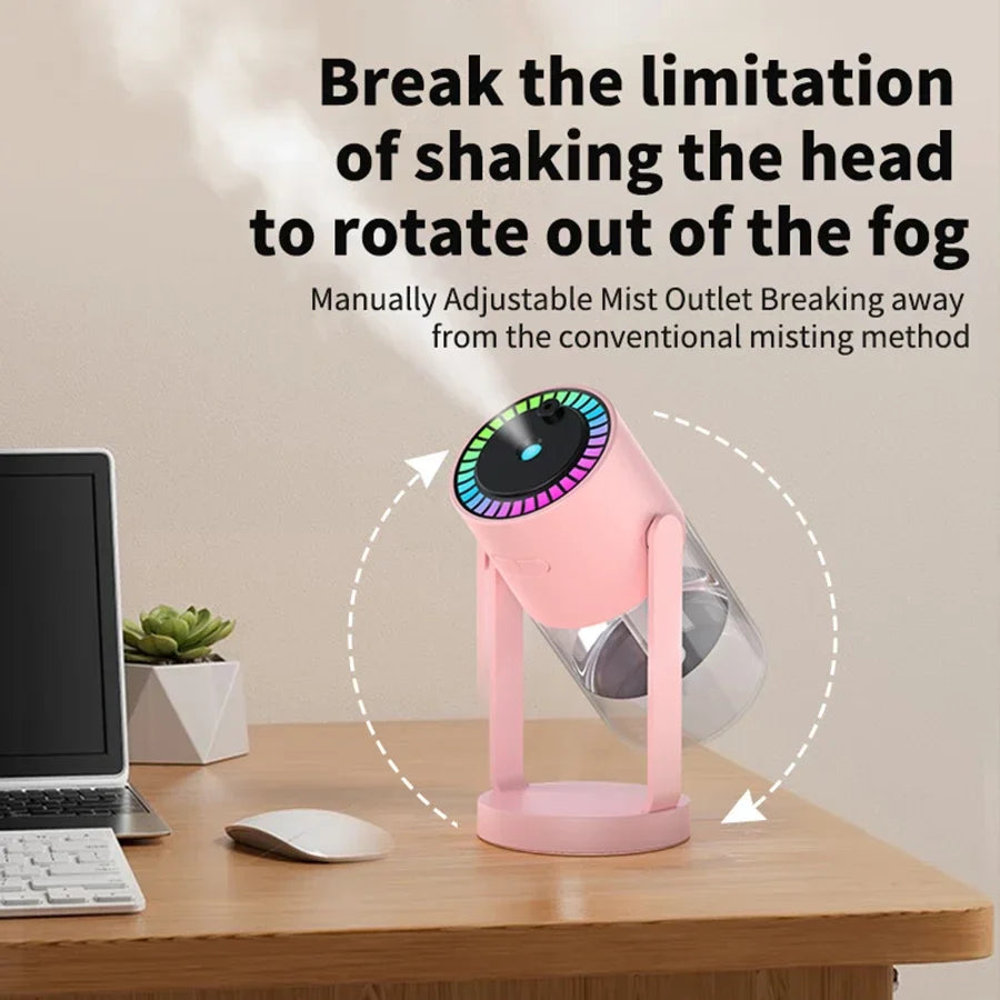Baihuan 280ml portable rotating humidifier with USB car diffuser and light, compact design for easy use and moisture in vehicles.
