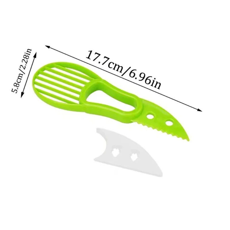 Showlu Smart General 3-in-1 avocado tool with peeling, pitting, and slicing functions, featuring a sleek stainless steel design.