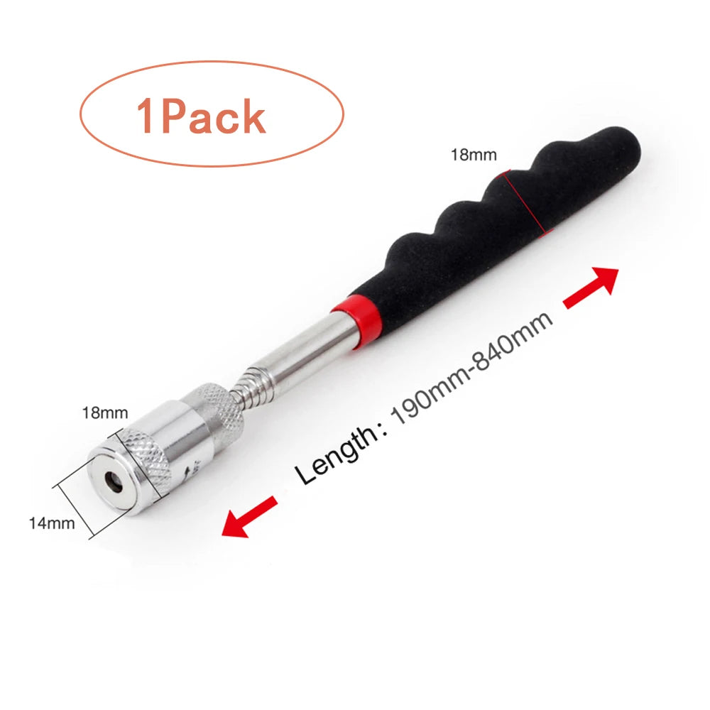 Showlu Smart General telescopic magnetic pickup tool with LED light, extended view showing magnetic tip and adjustable handle