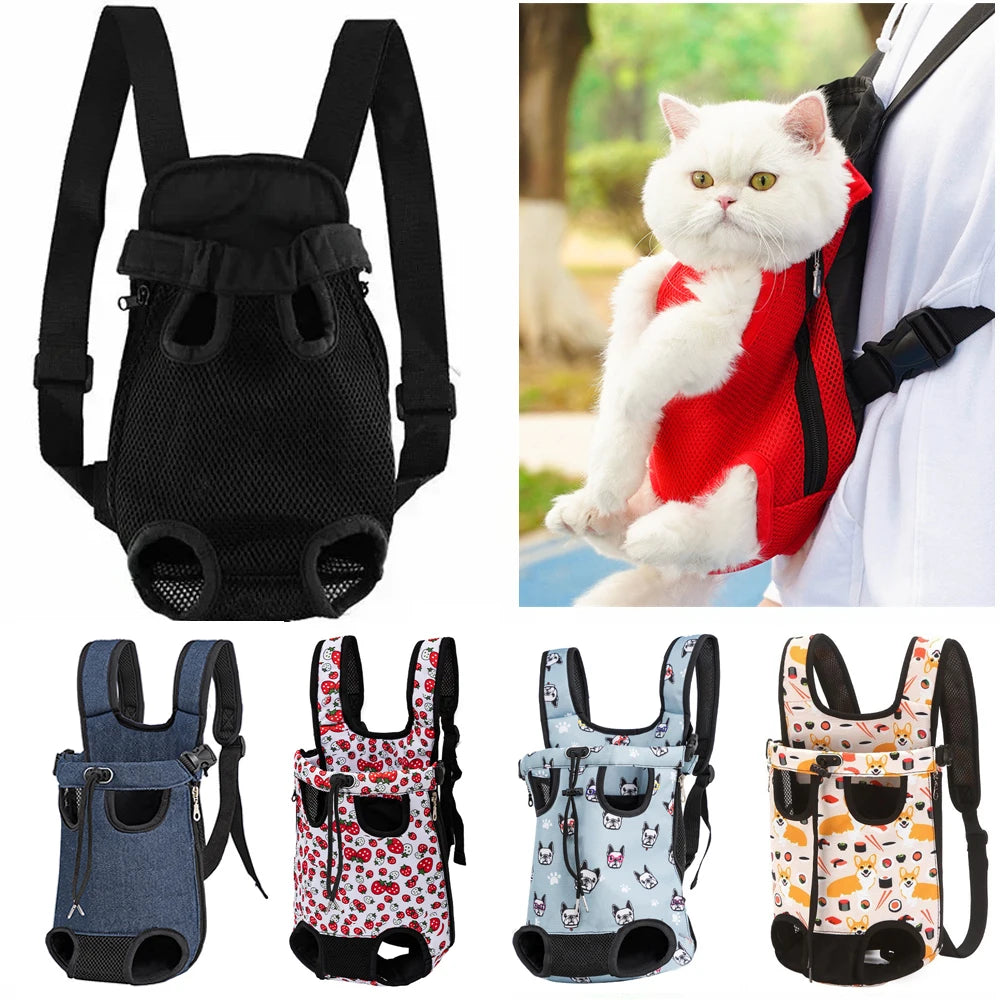 Showlu adjustable mesh pet carrier backpack for cats and dogs, featuring breathable design and comfortable straps.