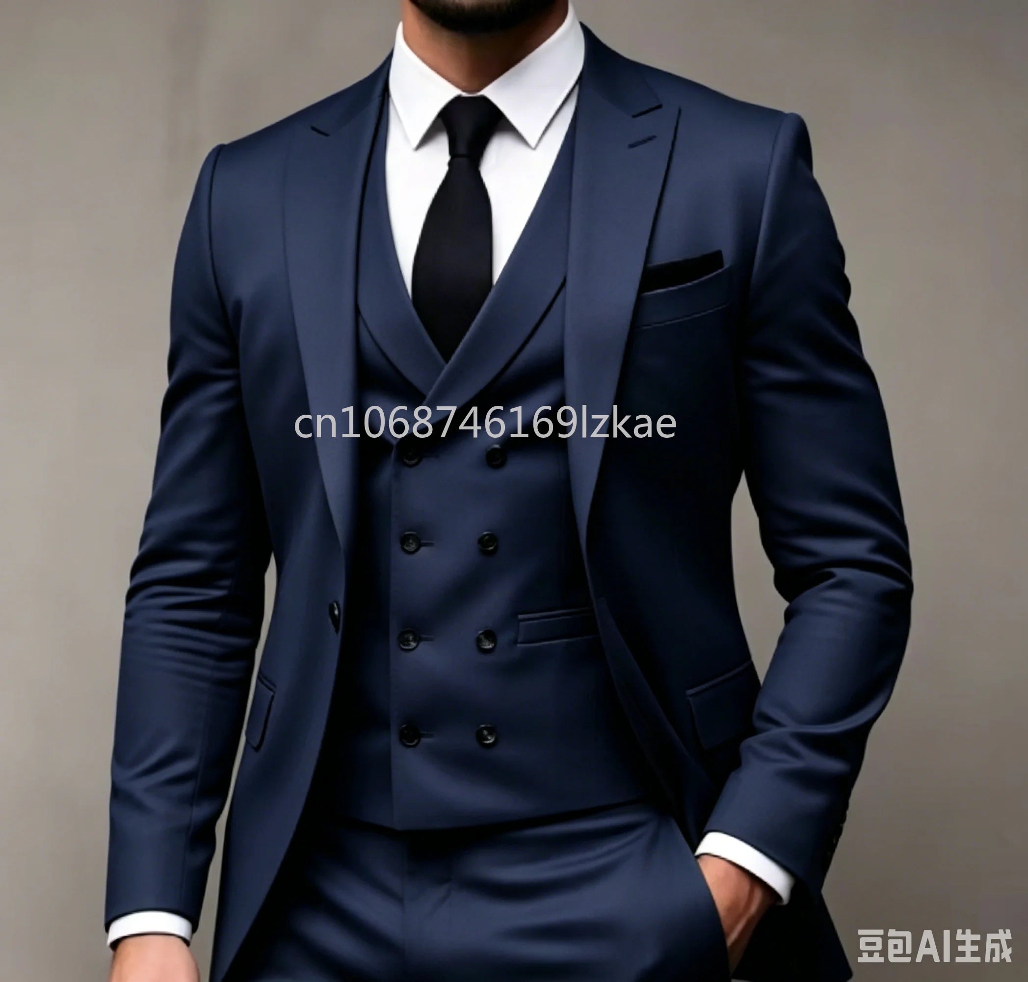 Green 3-piece men's wedding party suit by Showlu Fashion Store, featuring a tailored Americana style with jacket, vest, and trousers.
