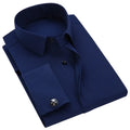 French Cufflink Men's Long Sleeve Bamboo Fiber Covered Button Shirt Slim Fit  Wedding Dress Sleeve Spikes Business Dress  Shirt