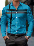 Men's checked long-sleeved casual button-up shirt from Showlu Fashion featuring a high-end striped design and fitted style.