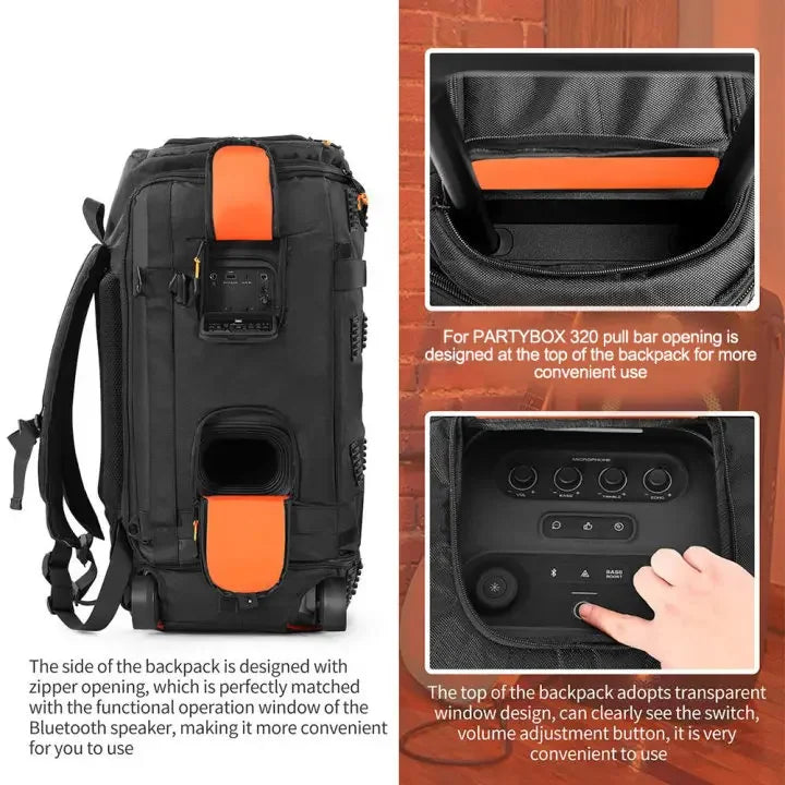 Travel case for JBL Partybox Stage 320 portable speaker, SHOWLU FASHION STORE protective bag with handle and padded design