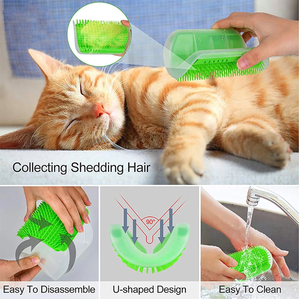 Showlu Fashion Store cat scratcher massager with grooming brush, pet hair remover, suitable for cats and kittens grooming accessories.