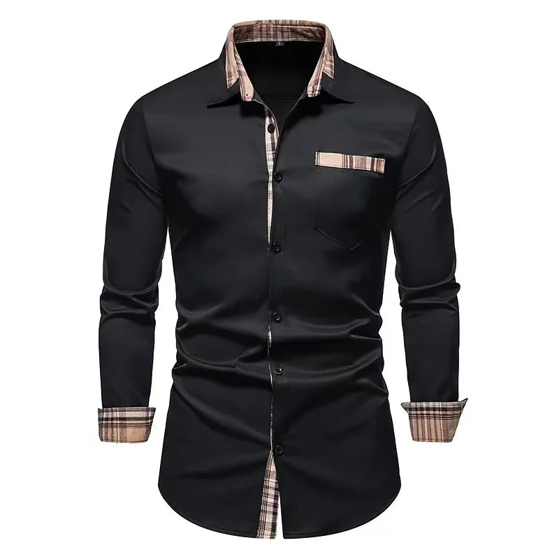 2023 new men's snapback shirt top striped color hot sale fashion casual simple spring summer 6XL