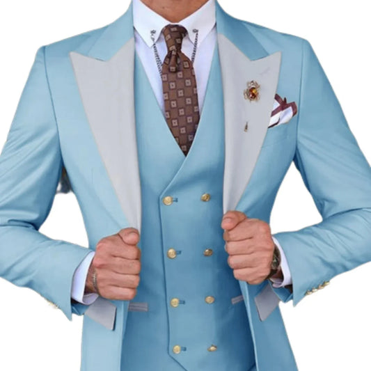 Formal Men's Suits 3 Pcs Slim Fit Suit Classical Groomsman Tuxedo Wedding Formal Party  Set  Wedding Prom (Jacket+ Pants +Vest)