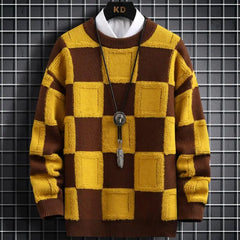 Fall/Winter Mens Brand Pullovers Sweaters High Quality Thick Warm Cashmere Sweater Men Luxury Plaid Pull Homme 2024