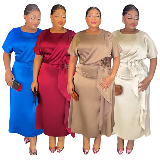 Elegant African Dresses for Women Flower Evening Wedding Party Dress Ankara Dashiki Africa Clothing Gown Kaftan Vestidos Outfits