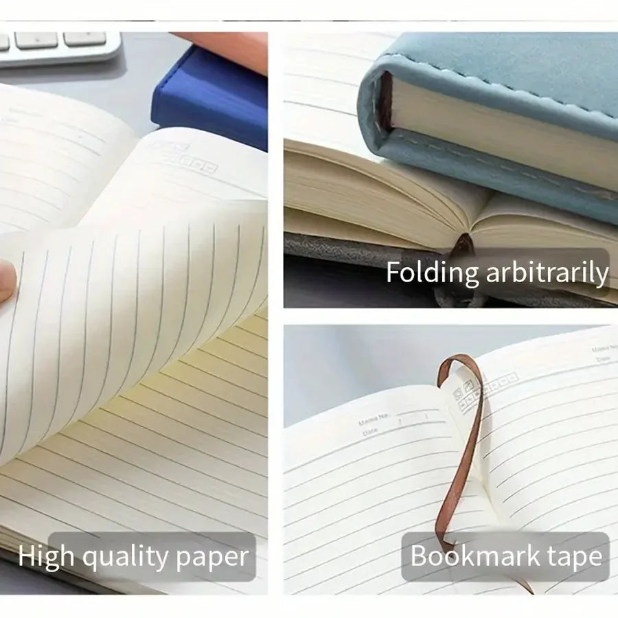 Showlu personalized vintage A5 leather notebook with soft cover, ideal for journaling or note-taking.
