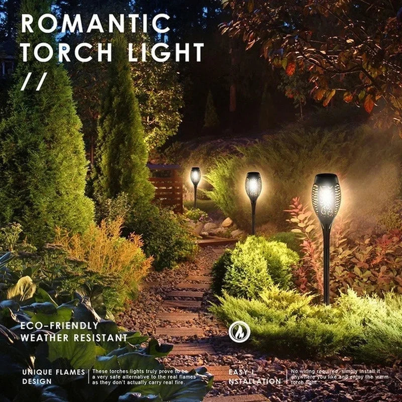 Solar Dancing Flame LED Garden Lantern by Showlu Smart General with flickering flame design for outdoor decoration.