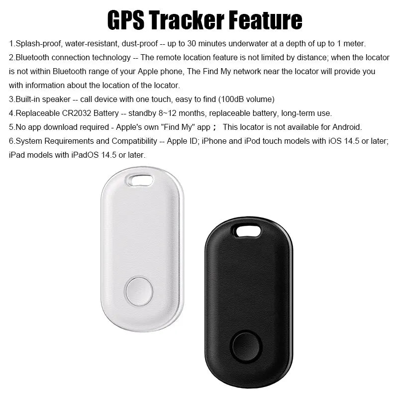 Showlu Smart GPS Tracker with Bluetooth, MFi certified anti-lost locator device for tracking keys, bags, or valuables.