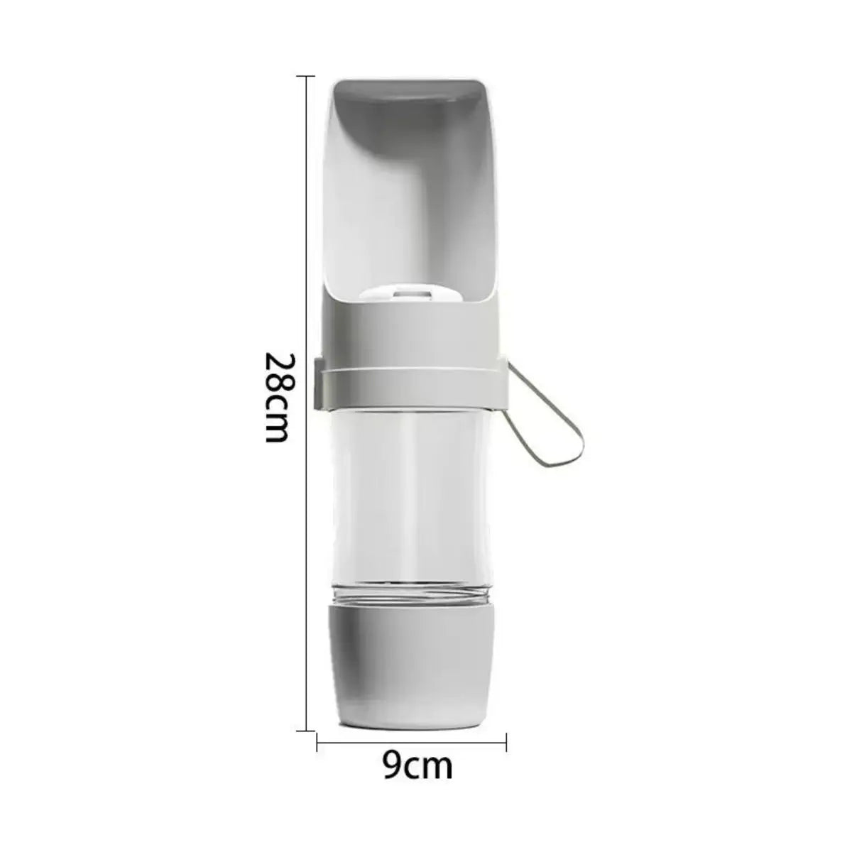 Showlu portable dog water bottle with 500ml capacity, travel pet feeder and food container for outdoor pet hydration.