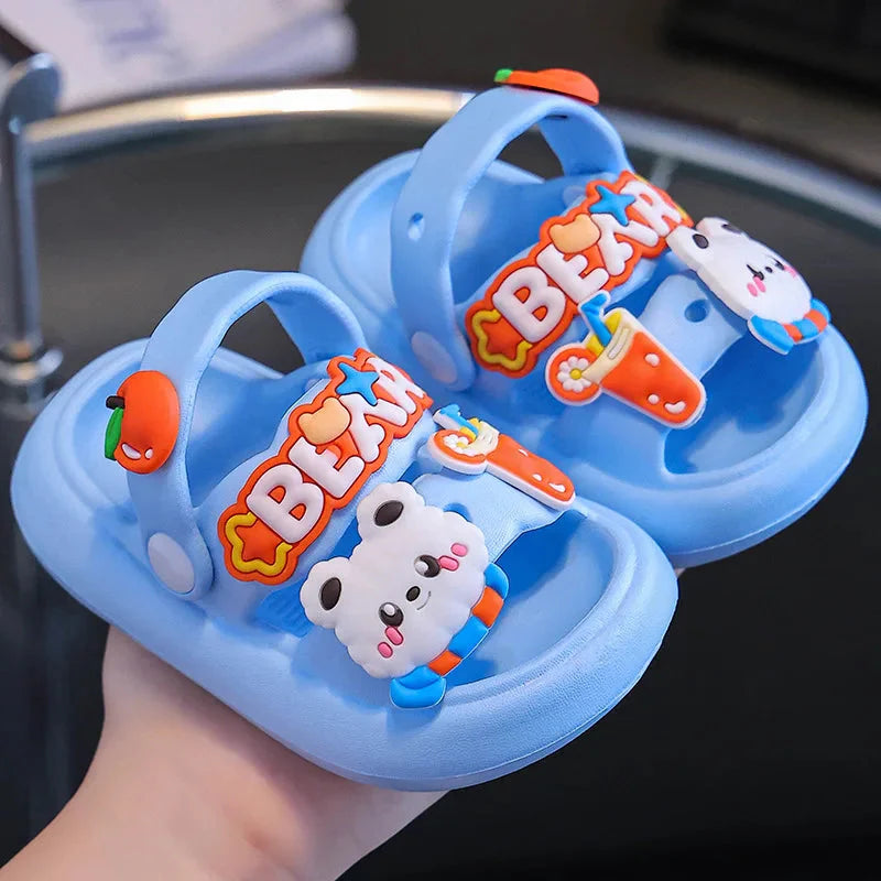 Cute Shijunyi Kids Cartoon Rabbit Sandals with non-slip soft soles, perfect for beach and outdoor play.