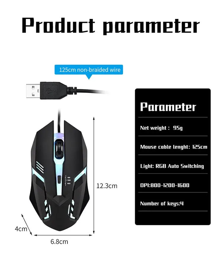 High-quality ergonomic gaming mouse with backlit design, suitable for desktop and laptop use, by Showlu Fashion Store.