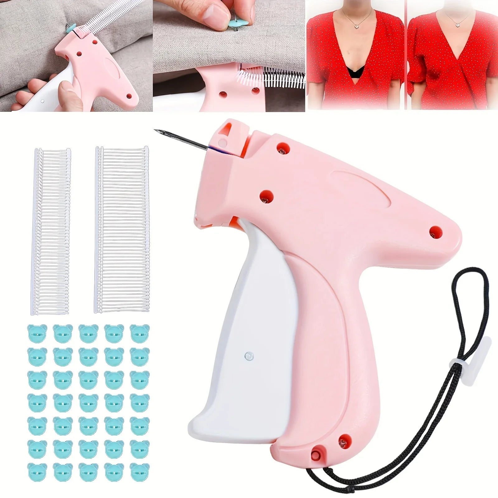 Showlu Micro Stitch Gun, portable clothing repair tool with a compact design for quick hemming and minor fabric repairs.