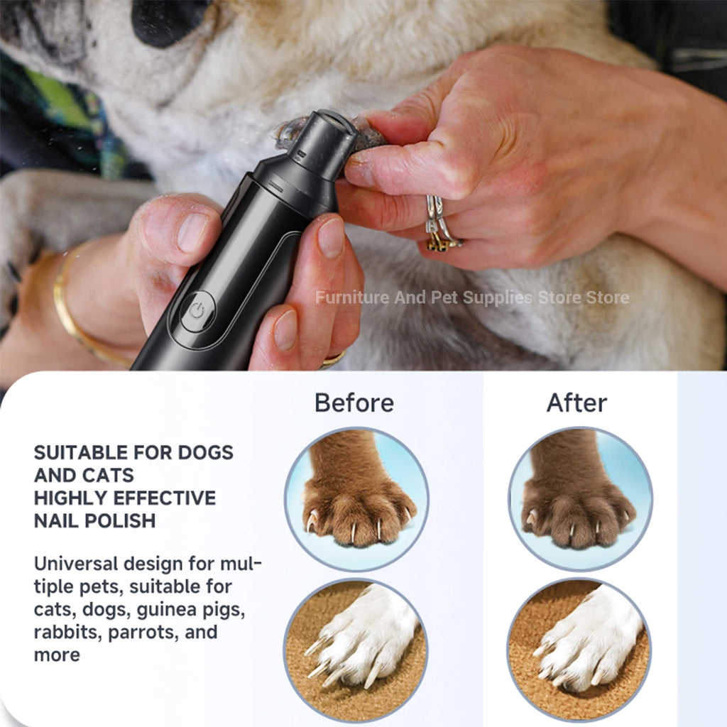 Electric dog nail grinder from Showlu Fashion Store with USB recharge, painless trimming, polisher wheel for small and large pets.