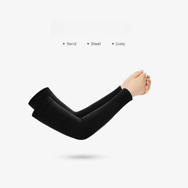 Showlu Smart General cooling arm sleeves with UV sun protection, made of lightweight nylon fabric for cooling and sun shielding.
