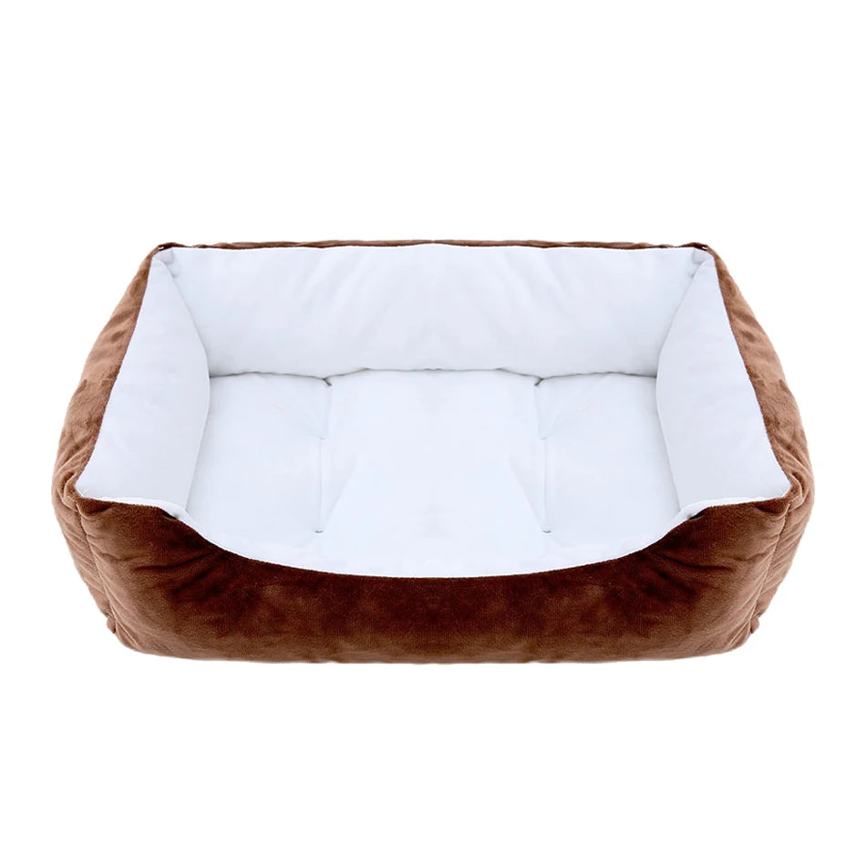 Showlu Fashion square plush calming dog bed with waterproof Oxford fabric, soft pet sofa for comfort and relaxation.