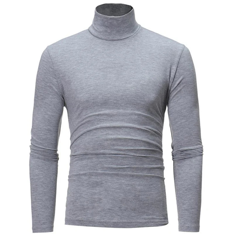 Slim fit men's thermal underwear top with turtleneck and long sleeves, by SHOWLU FASHION STORE, ideal for cold weather.