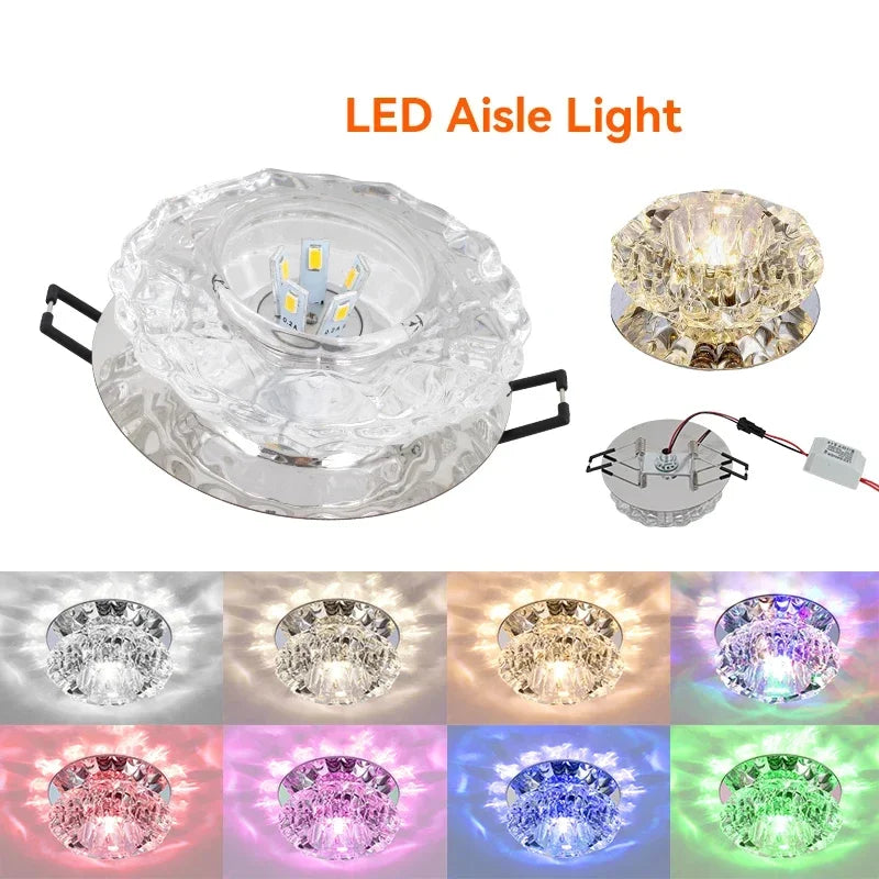 Modern crystal LED ceiling lamp by Showlu Fashion Store, flush mount lotus porch light with elegant design and sparkling crystal accents.