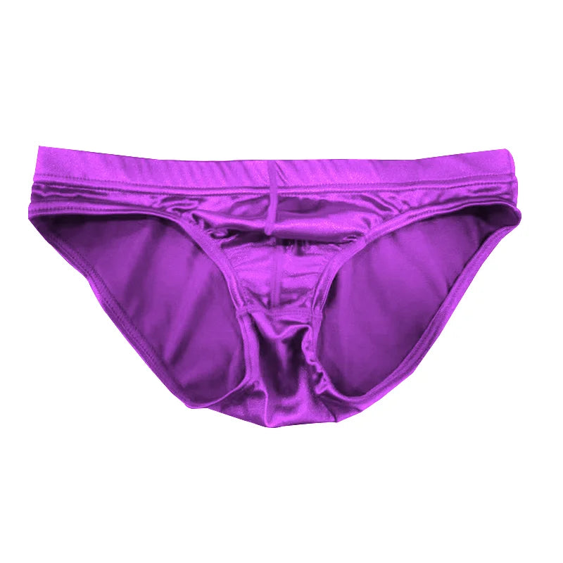 EveryShe men's satin silky briefs in large size, featuring smooth, shiny fabric and comfortable fit, designed for sexy underwear style.