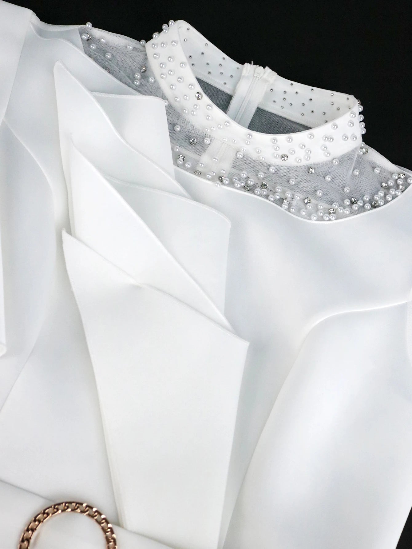 Plus Size White Dress for Women O Neck Beading Patchwork Peplum Bodycon Evening Birthday Event Party Gowns 4XL Outfits Summer SHOWLU FASHION STORE